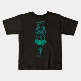 Turquoise Bundled Kawaii Girl Kids T-Shirt